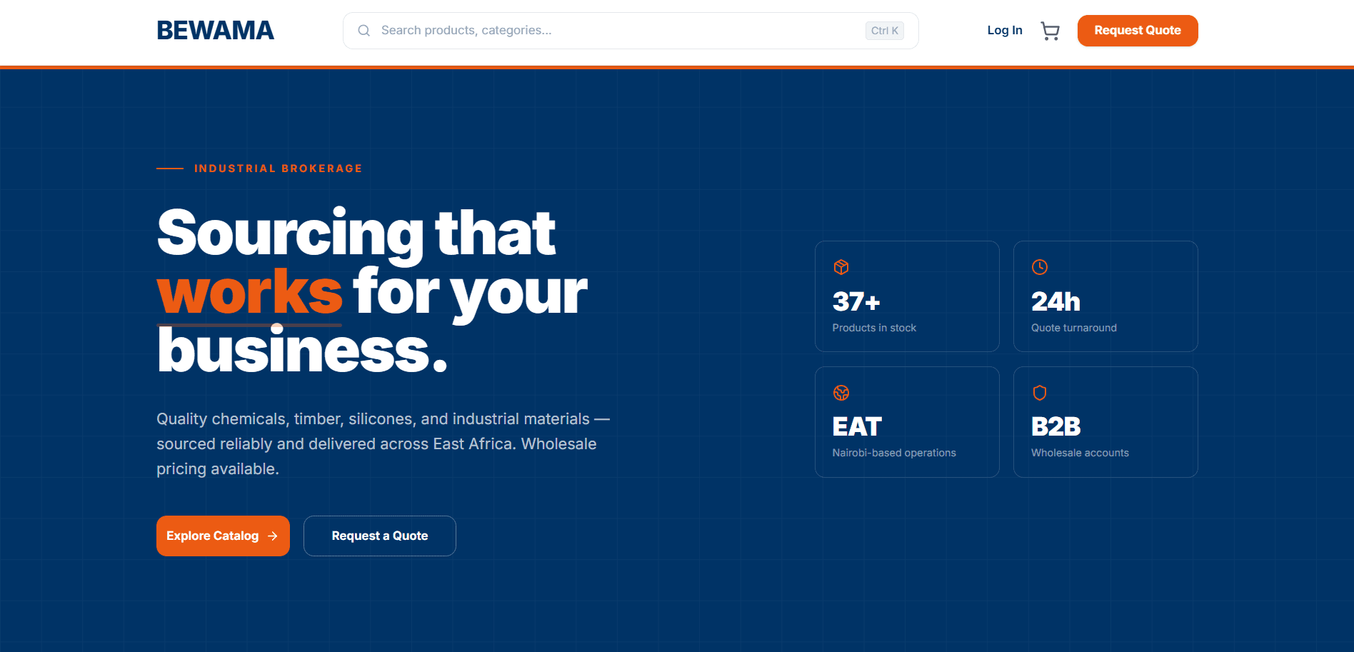 Bewama B2B ecommerce homepage